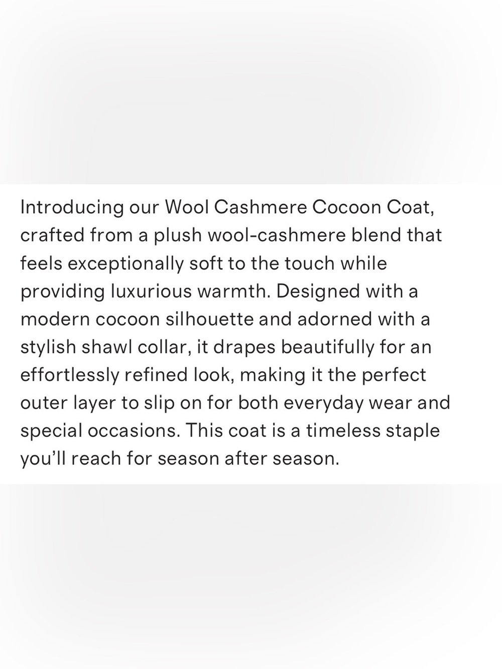 Like New Quince Charcoal Wool/Cashmere Cocoon Coat. Size Small. - Picture 7 of 8